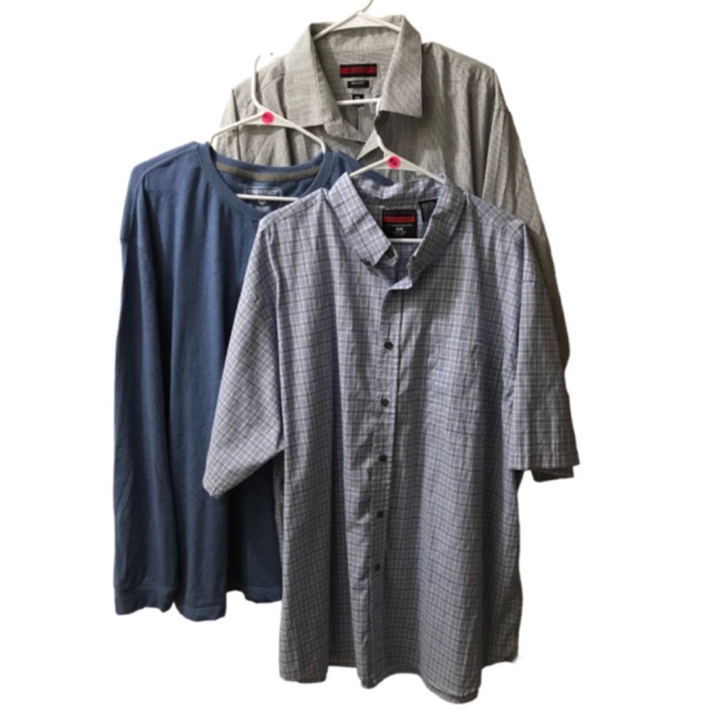 Mens Architect Shirt Bundle Lot Button Down Casual Checkered Plaid Blue Size XXL